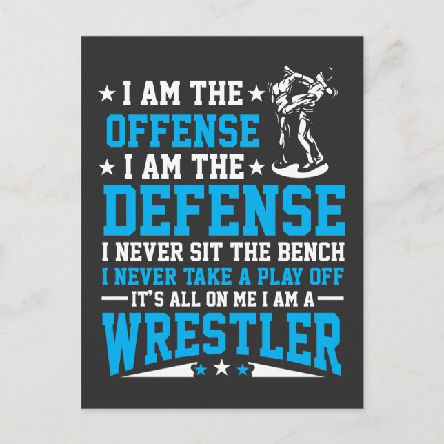 I am a Wrestler Offence Defence Wrestling Fighter Postcard (Front)