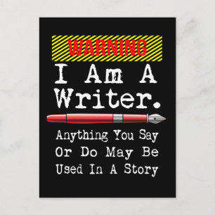 I Am A Writer Funny Author Writing Postcard