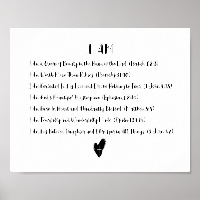 I Am Affirmations Christian Poster (Front)