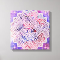 I am Affirmations Word Cloud Art in lotus