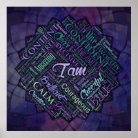I am Affirmations Word Cloud Art in lotus