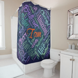 I am Affirmations Word Cloud Art Shower Curtain