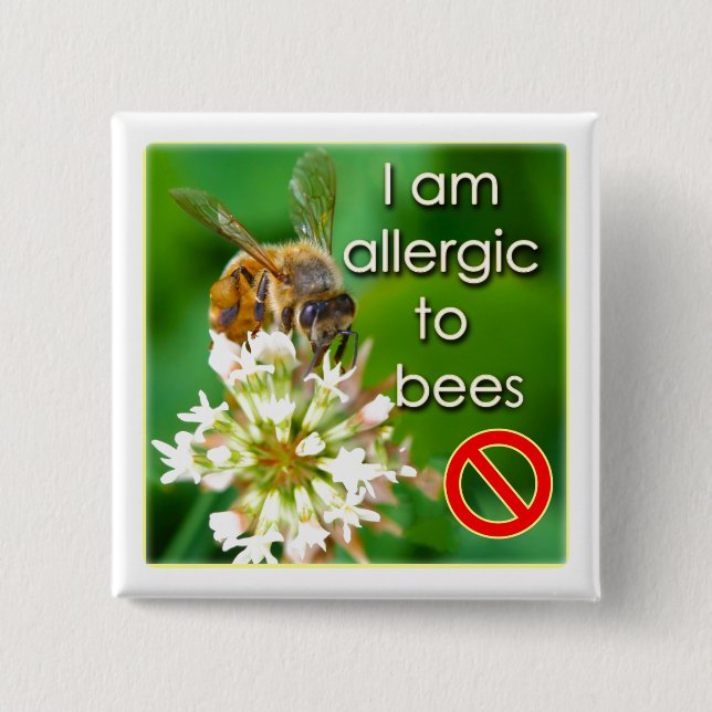 I am allergic to bees warning 15 cm square badge (Front)