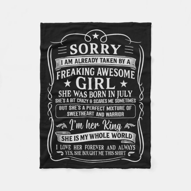 I Am Already Taken By Freaking Awesome Girl Born I Fleece Blanket (Front)