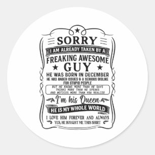 I Am Already Taken By Freaking Awesome Guy Born In Classic Round Sticker