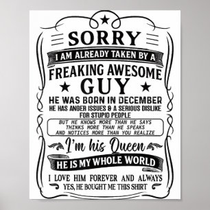 I Am Already Taken By Freaking Awesome Guy Born In Poster