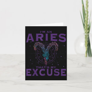 I Am An Aries Zodiac Sign Graphic Art Ram Horoscop Card
