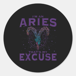 I Am An Aries Zodiac Sign Graphic Art Ram Horoscop Classic Round Sticker
