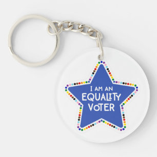 I am an Equality Voter! LGBTQ+ Rainbow Star Key Ring