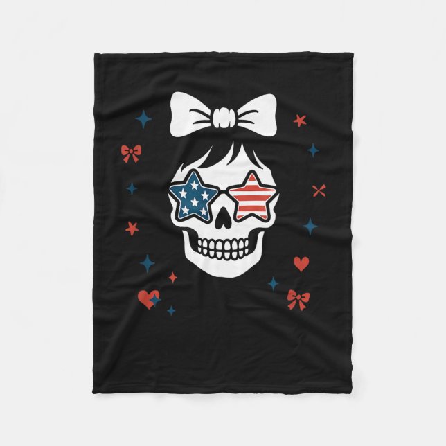 I Am Aunt Tifa Cute Coquette Skull With Bow And Am Fleece Blanket (Front)