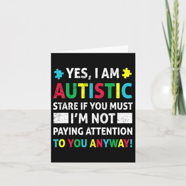 I Am Autistic Fun Autism Awareness Acceptance Puzz Card (Front)