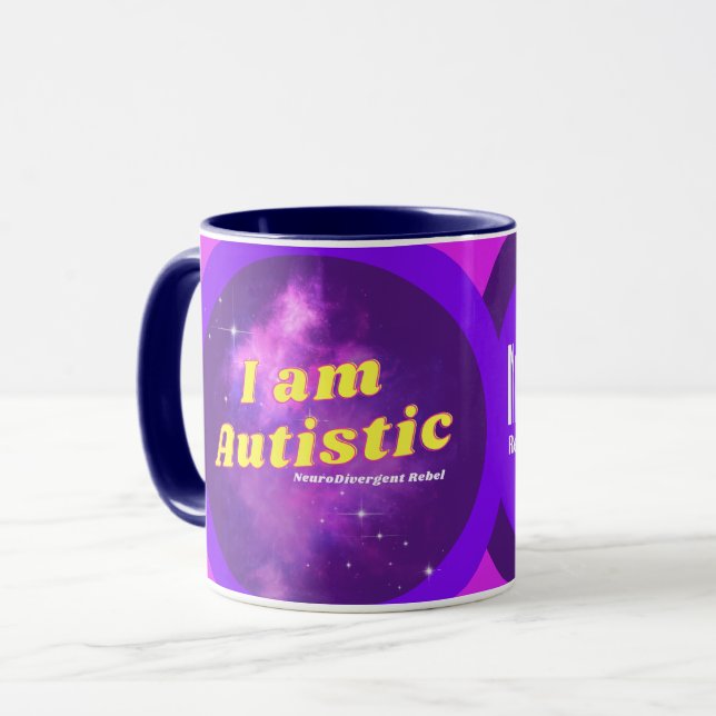 I AM Autistic NeuroDivergent Rebel Coffee Mug (Front Left)