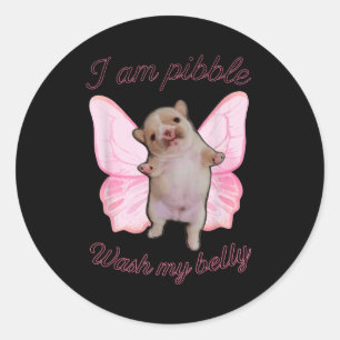 I Am Bble Wash My Belly Bble Meme Funny Dog Brainr Classic Round Sticker