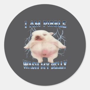 I Am Bble Wash My Belly Funny Dog Clean My Belly M Classic Round Sticker