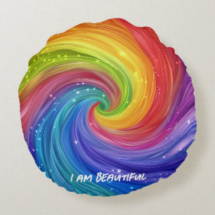 I Am Beautiful Digital Art Round Cushion