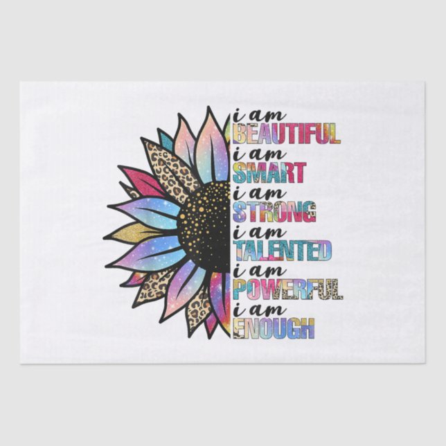 I am Beautiful I am Smart I am Strong Leopard Sunf Tissue Paper (Front)