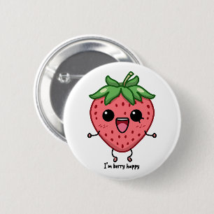 I am Berry Happy cute kawaii strawberry jumping 6 Cm Round Badge