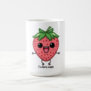 I am Berry Happy cute kawaii strawberry jumping Coffee Mug
