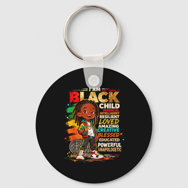 I Am Black Boy Child Powerful Loved Creative Pride Key Ring (Front)