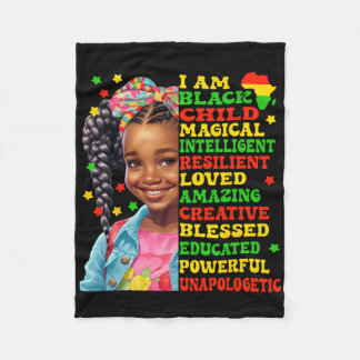 I Am Black Child American African Pride For Junete Fleece Blanket