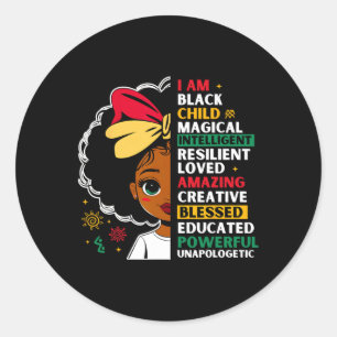I Am Black Child Black History Month Juneteenth Af Classic Round Sticker