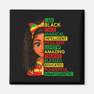 I Am Black Child History Month African Girls Women Magnet