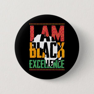 I Am Black Excellence Afro Pride Juneteenth  6 Cm Round Badge