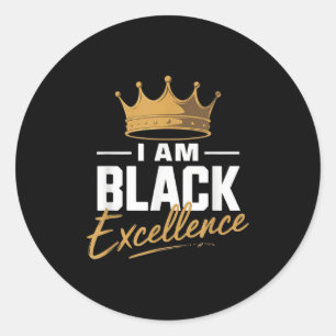 I Am Black Excellence Black History Afro Motivatio Classic Round Sticker