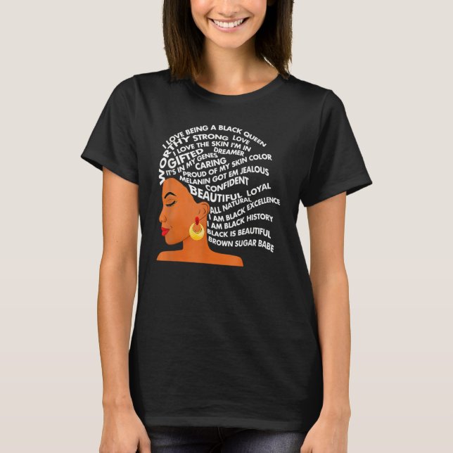 I Am Black Excellence Strong Black History Queen M T-Shirt (Front)