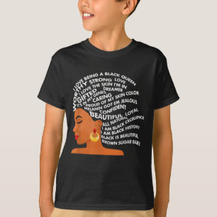 I Am Black Excellence Strong Woman Word Art Hair T-Shirt