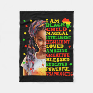 I Am Black Girl Juneteenth African American Girls  Fleece Blanket