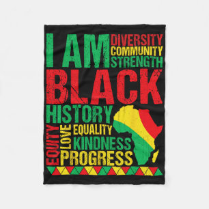 I Am Black History African American Black History Fleece Blanket