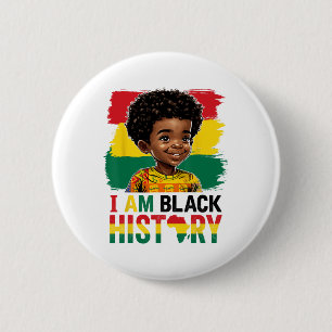 I Am Black History Afro Boy Little Melanin Prince  6 Cm Round Badge