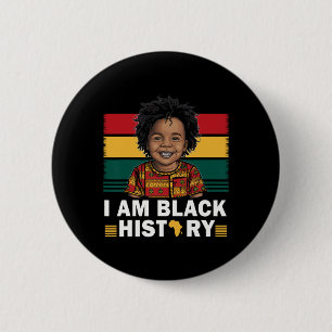 I Am Black History Afro Boy Little Melanin Prince  6 Cm Round Badge