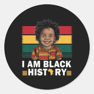 I Am Black History Afro Boy Little Melanin Prince  Classic Round Sticker