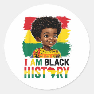 I Am Black History Afro Boy Little Melanin Prince  Classic Round Sticker