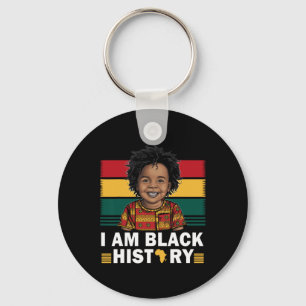I Am Black History Afro Boy Little Melanin Prince Key Ring