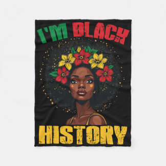 I Am Black History Afro Hair Juneteenth Black Hist Fleece Blanket