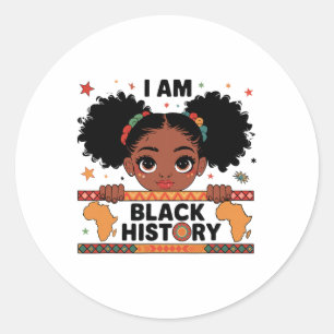 I Am Black History Afro Little Girl African Americ Classic Round Sticker