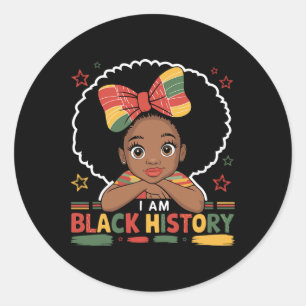 I Am Black History Afro Little Girl African Americ Classic Round Sticker