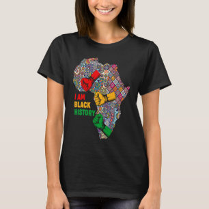 I Am Black History BHM Pride Map Of Africa Black M T-Shirt
