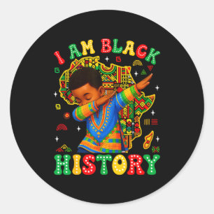 I Am Black History Black History Month Dabbing Boy Classic Round Sticker