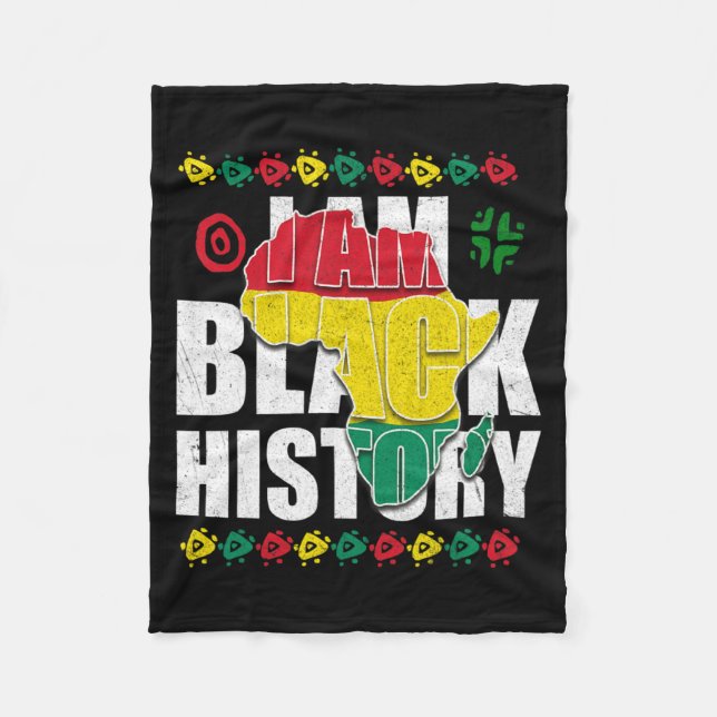 I Am Black History Black Pride Gift Black African  Fleece Blanket (Front)
