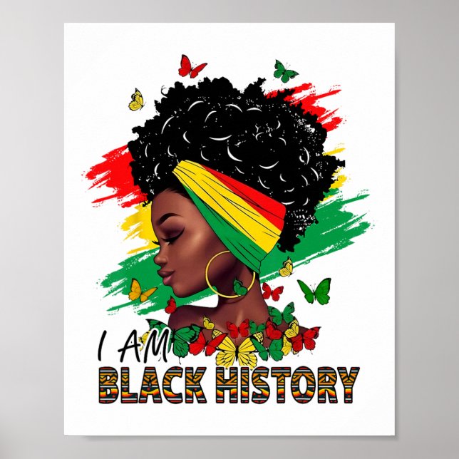 I Am Black History Black Queen And Turn Bhm Afro W Poster (Front)
