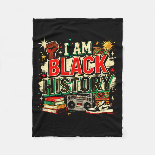 I Am Black History Culture Pride Design  Fleece Blanket (Front)