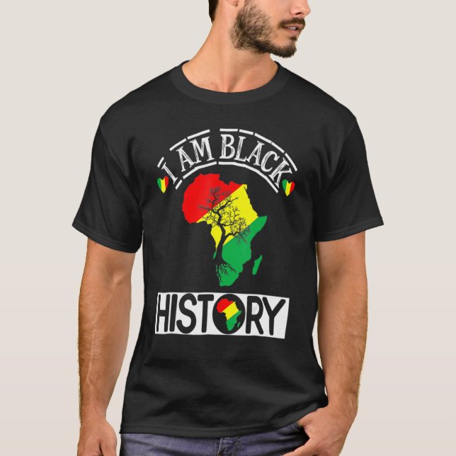 I Am Black History Month African Map American Cele T-Shirt (Front)