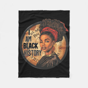 I Am Black History Month African Pride Black Fist  Fleece Blanket