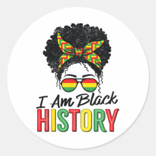 I Am Black History Month African Women Girls Classic Round Sticker