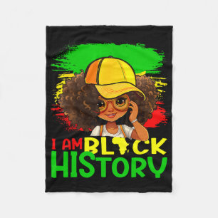 I Am Black History Month Black Melanin Queen Girls Fleece Blanket