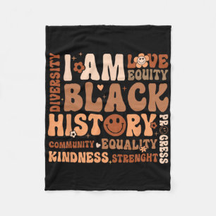 I Am Black History Month Community Equality Africa Fleece Blanket